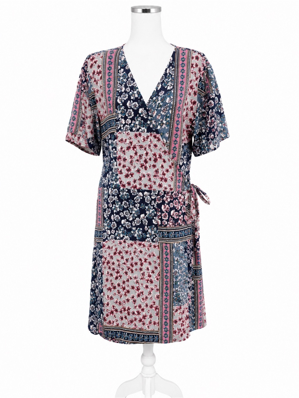 Angie Floral Wrap Dress in Navy, Dusty Pink and Teal NWT